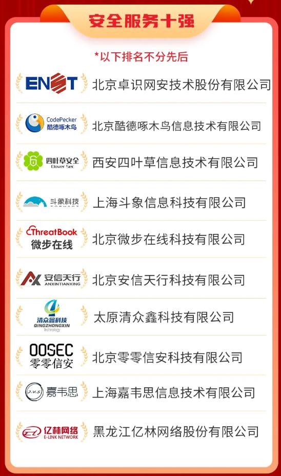 亿林网络入选安全服务十强企业